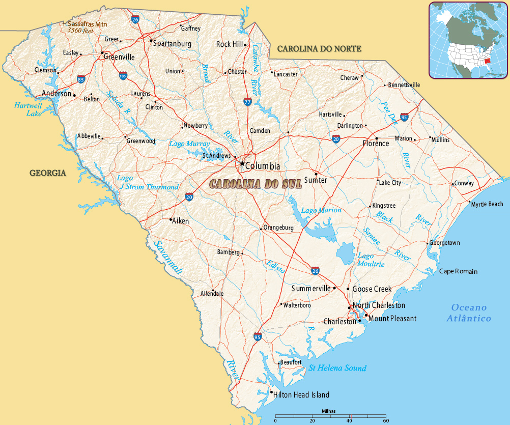 Mapa Carolina do Sul
