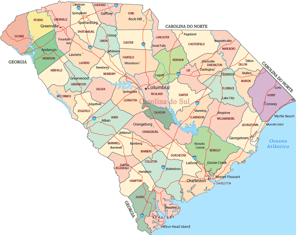 Mapa Carolina Sul