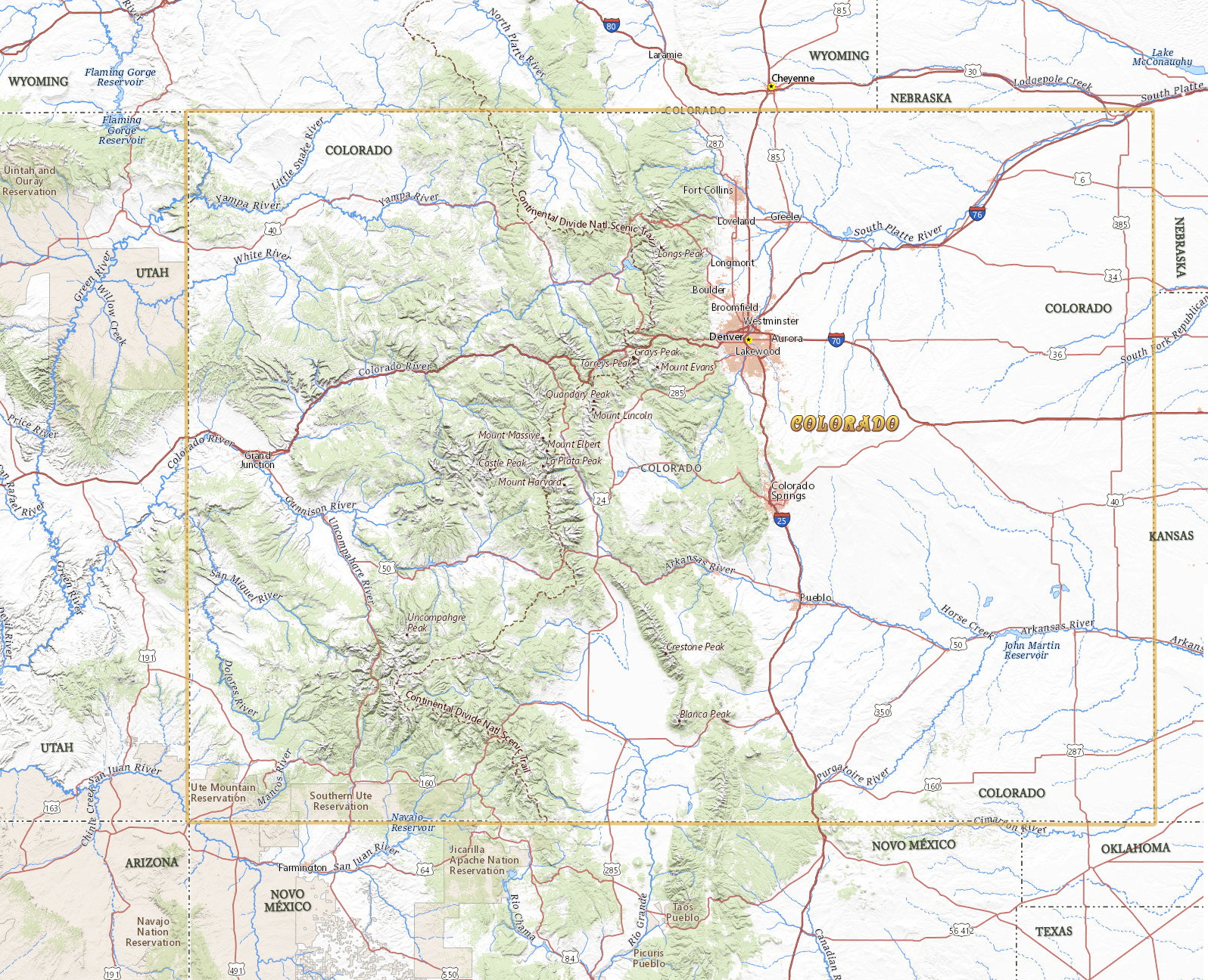 Mapa Colorado fisico