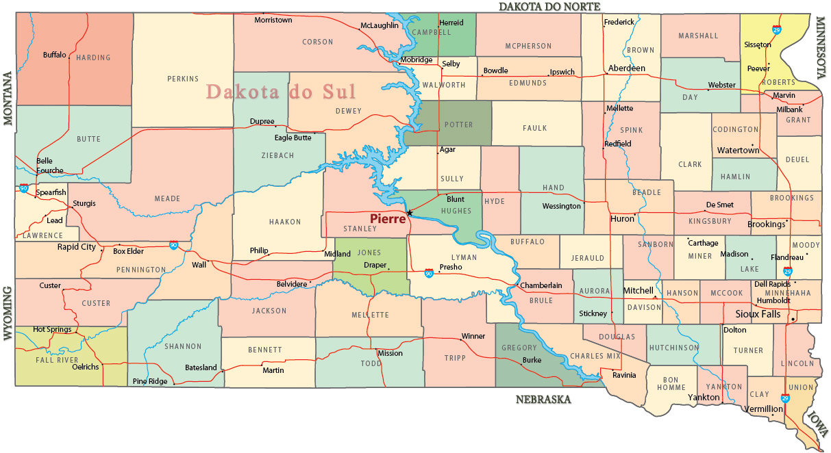 Mapa Dakota Sul