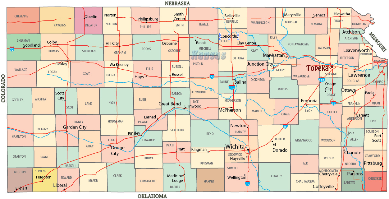 Mapa Kansas