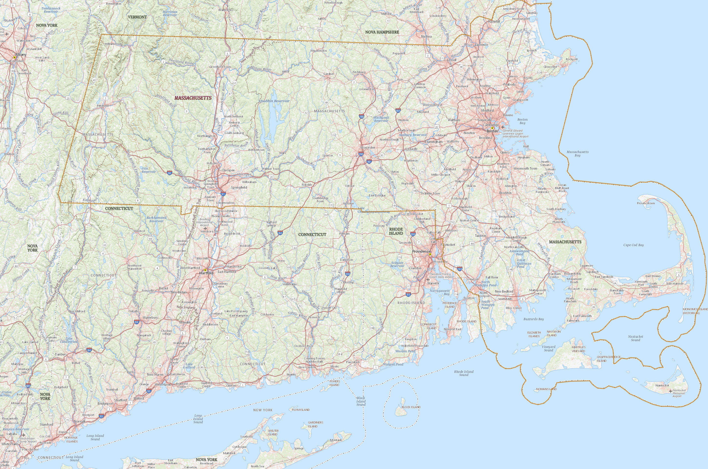Massachusetts mapa fisico