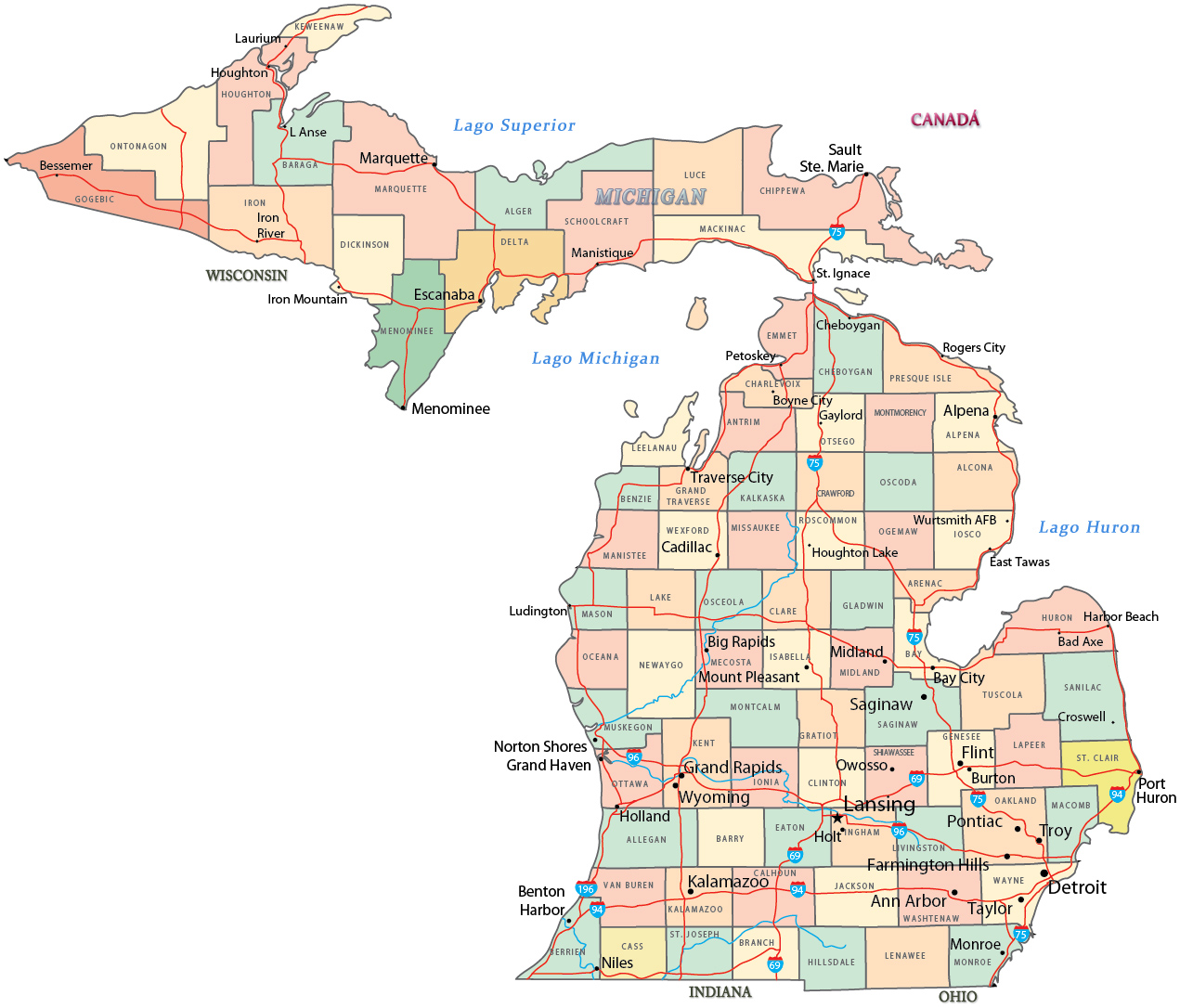 Mapa Michigan