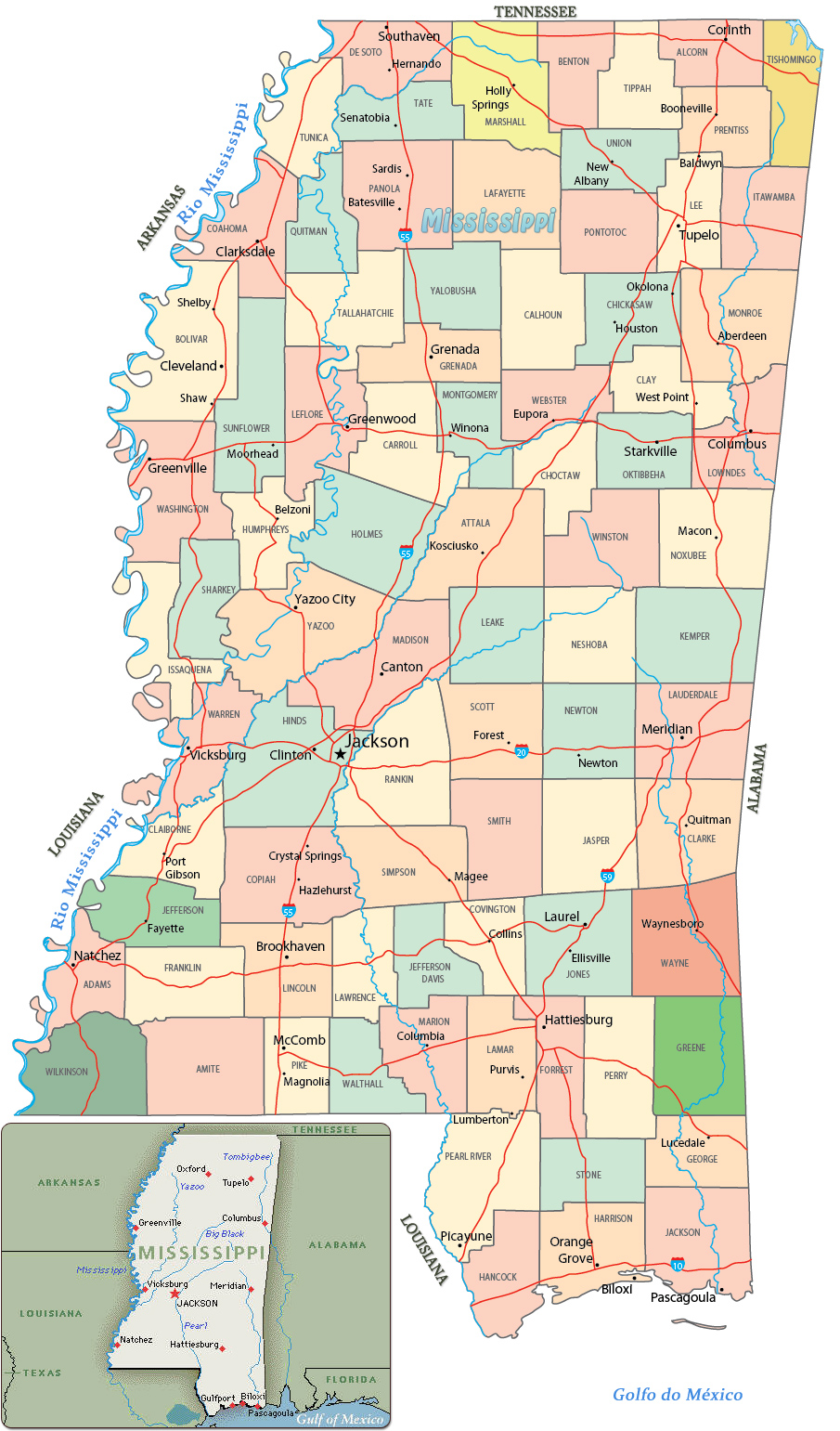 Mapa Mississipi