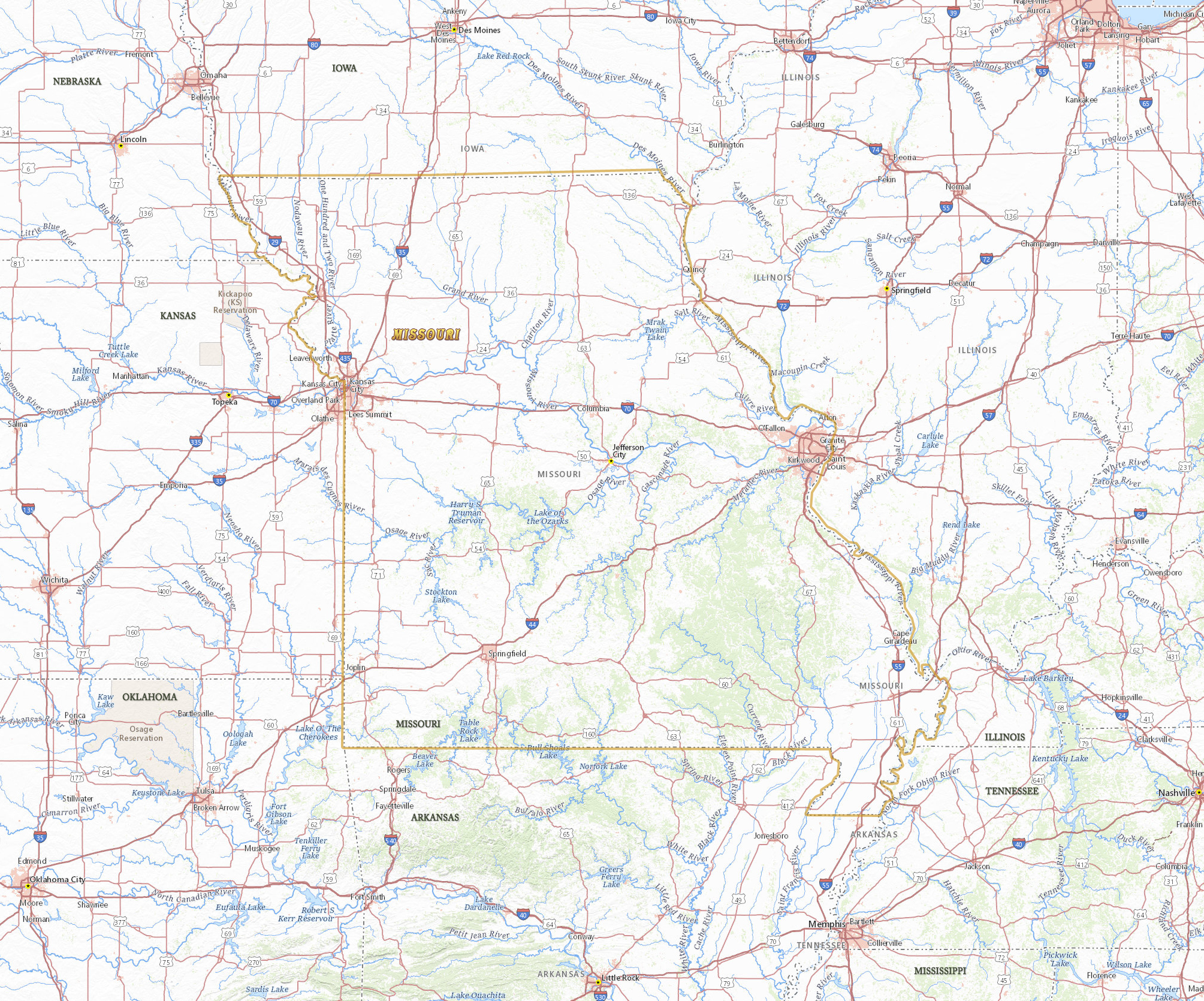 Mapa Missouri