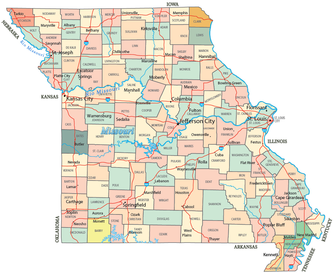 Mapa Missouri