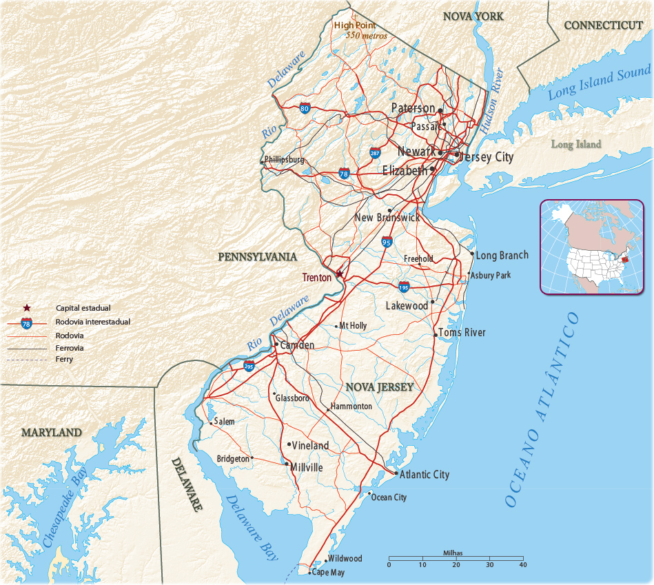 Nova Jersey mapa