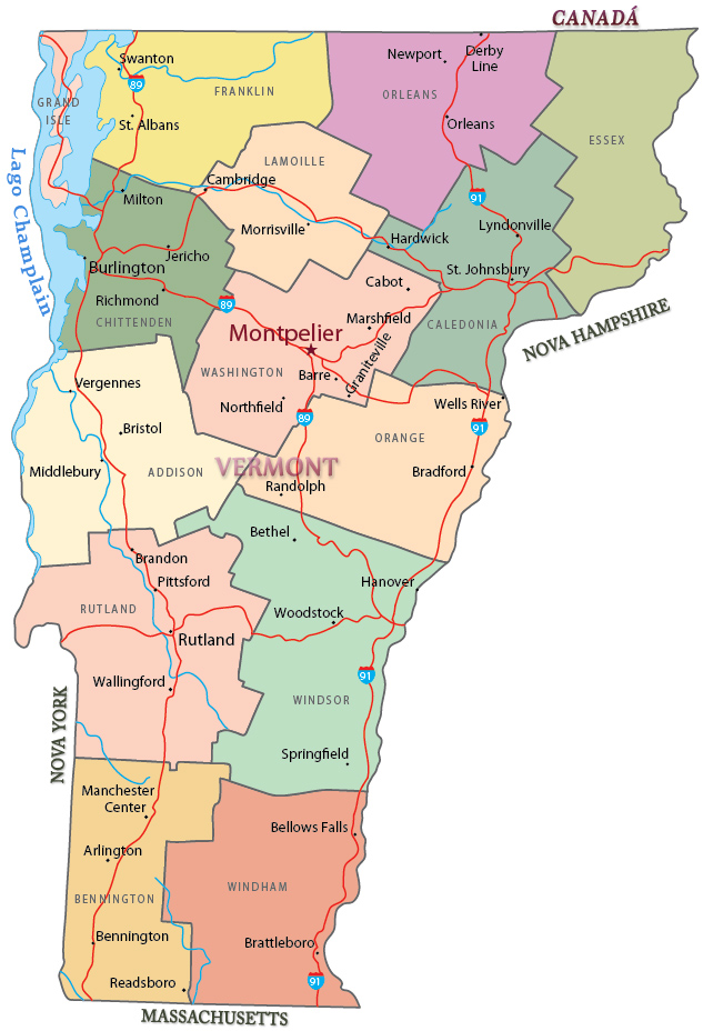Mapa Vermont