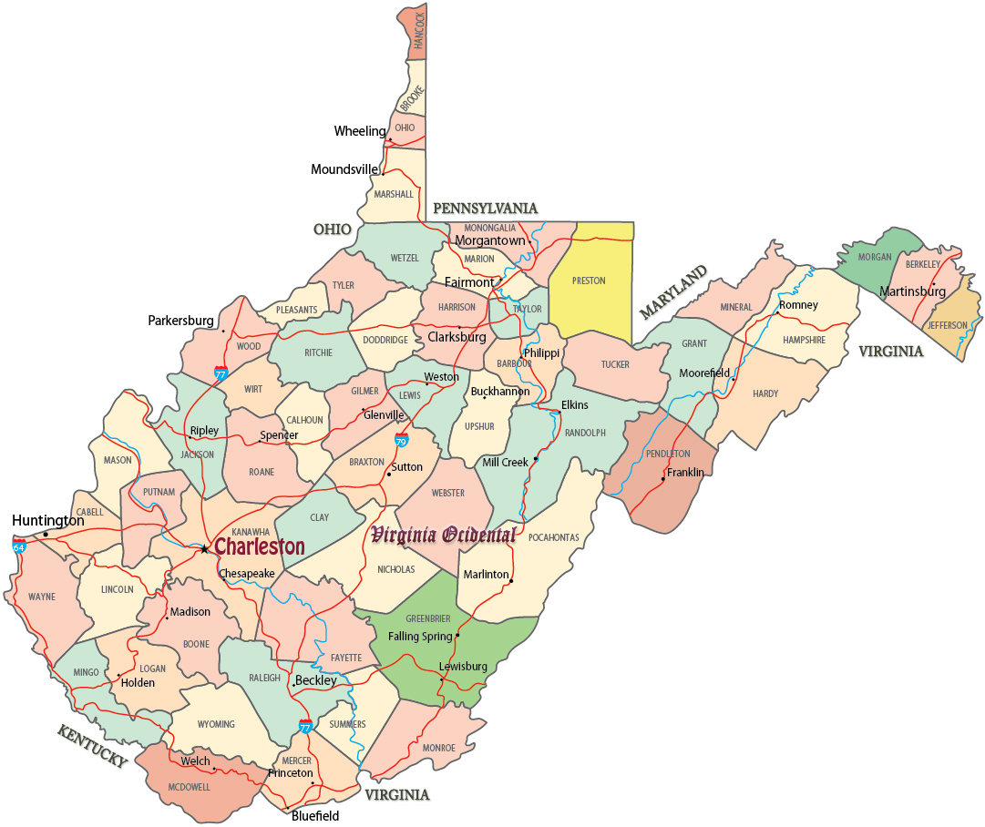 Mapa Virginia Ocidental