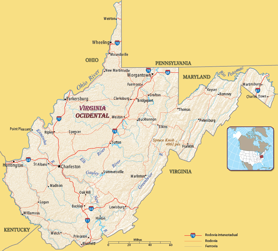 Mapa Virginia Ocidental