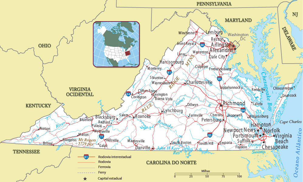 Estado Virginia mapa