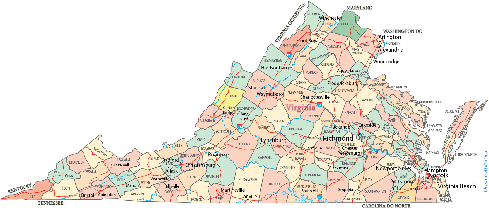 Mapa Virginia