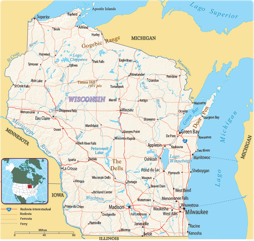 Mapa Wisconsin
