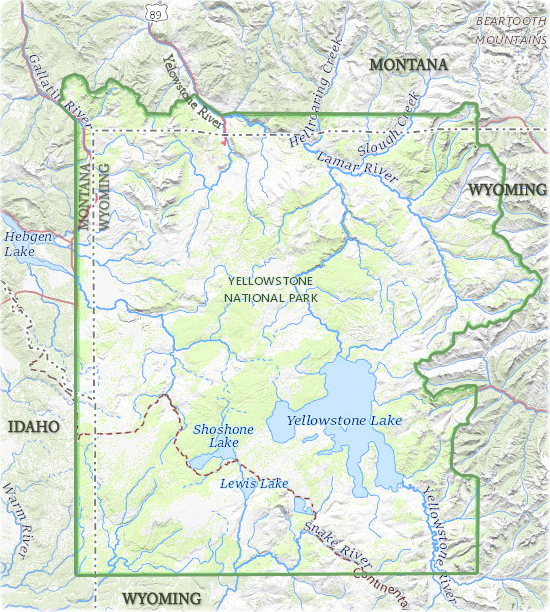 Mapa Yellowstone